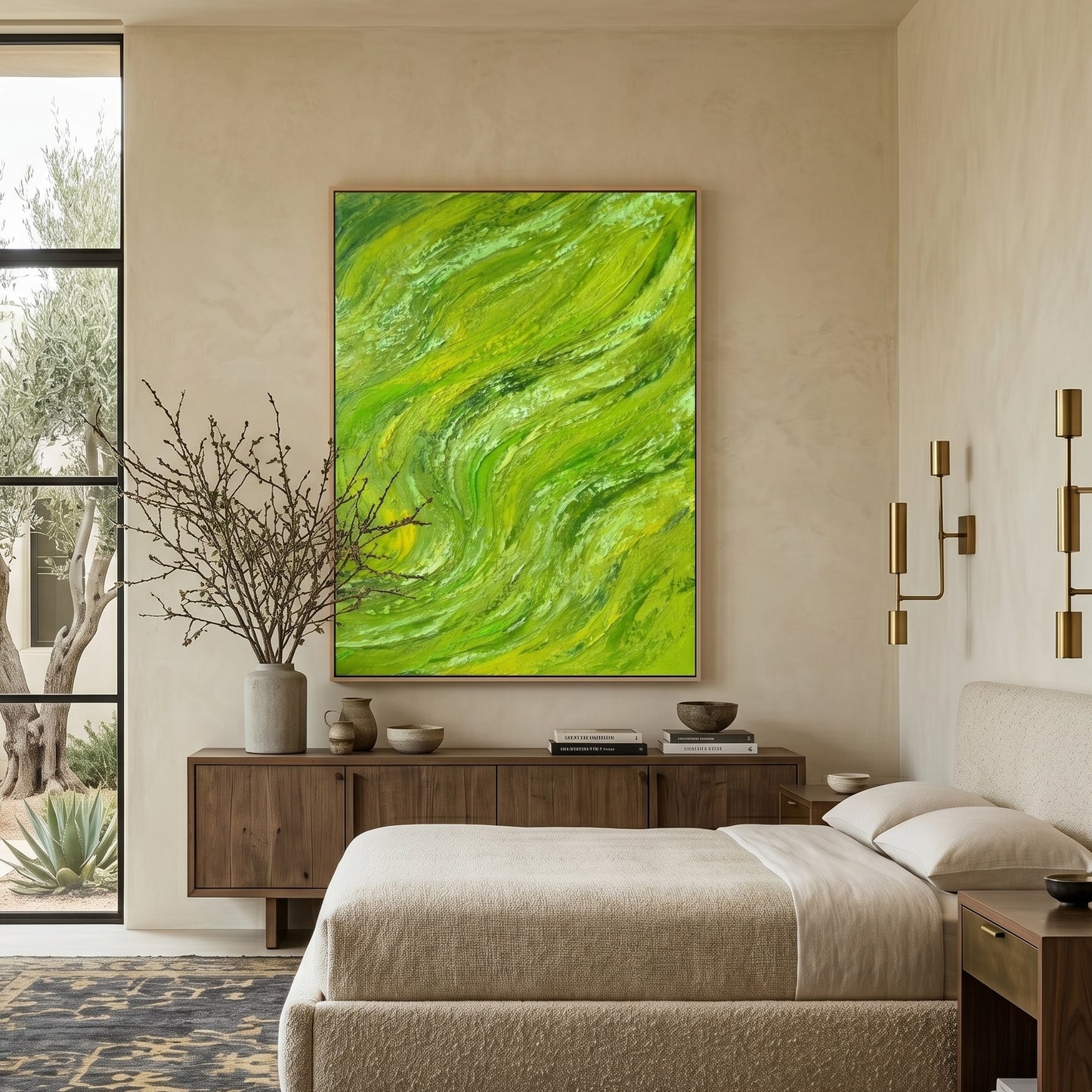 3D Heavy Texture Green Abstract Oil Painting CZ0142 - Viral Wall Art