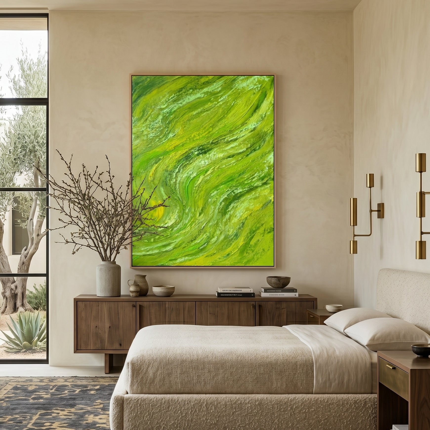 3D Heavy Texture Green Abstract Oil Painting CZ0142 - Viral Wall Art