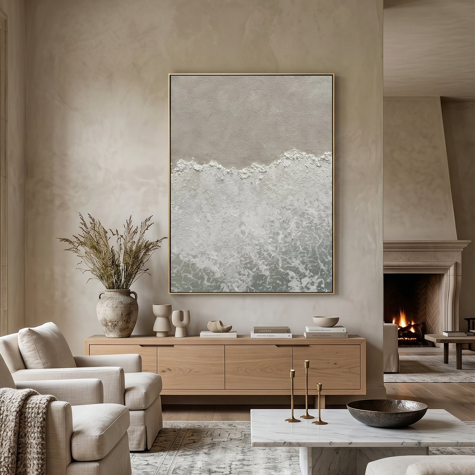 Wabi - Sabi 3D Heavy Texture Ocean Abstract CZ0152 - Viral Wall Art