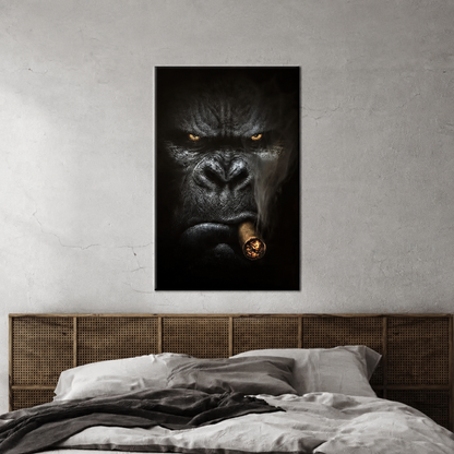 Smoking gorilla portrait with a cigar Canvas Wall Art – Trendy Wall Art Decor