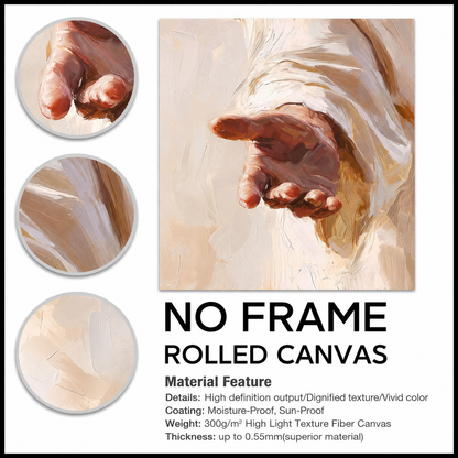 Jesus Hand Reaching Out Canvas Wall Art – Christian & Faith Decor