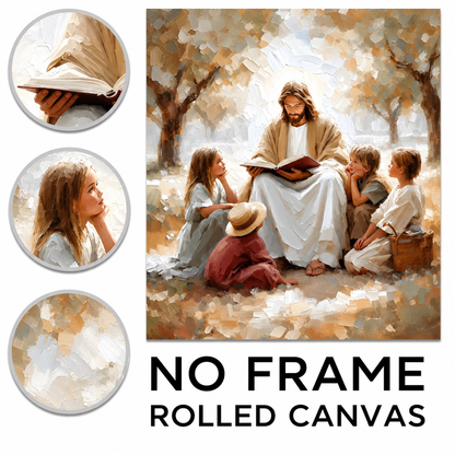 Jesus Reading To Children Canvas Wall Art – Christian & Faith Decor