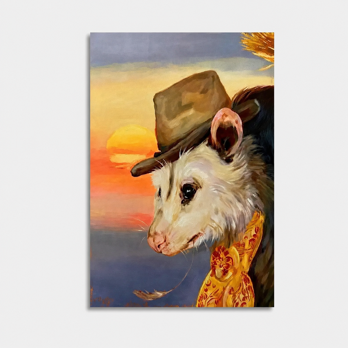 Possum in a Cowboy Hat Canvas Wall Art – Western & Horse Decor