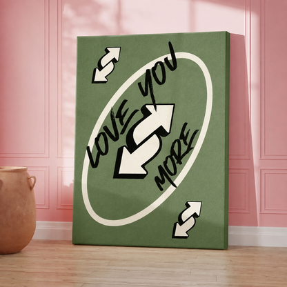 Love You More colorful reverse-card grid Canvas Wall Art – Love & Family Decor