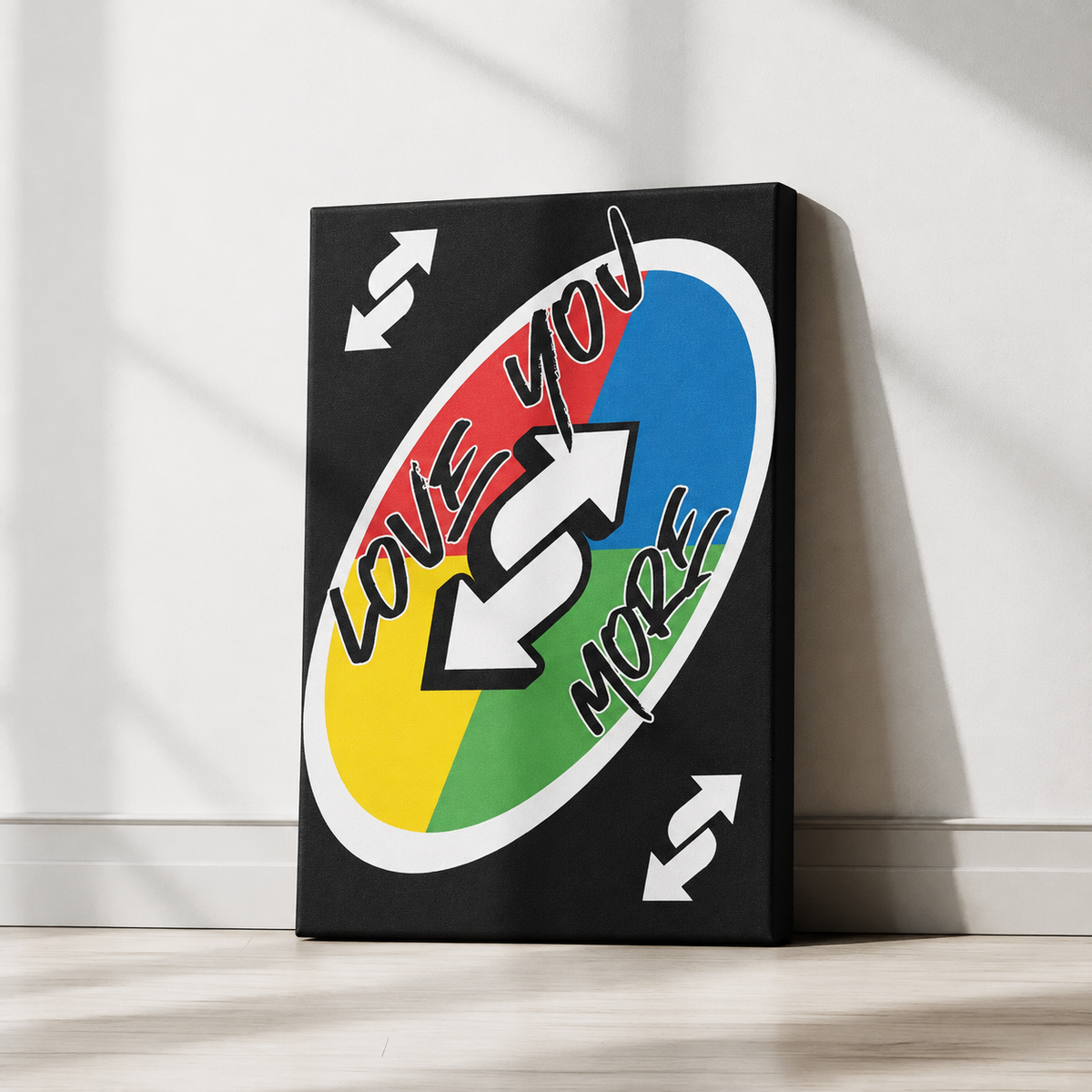 Love You More colorful reverse-card grid Canvas Wall Art – Love & Family Decor