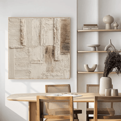 3D Heavy Texture Neutral Abstract Relief Painting EC0101 - Viral Wall Art