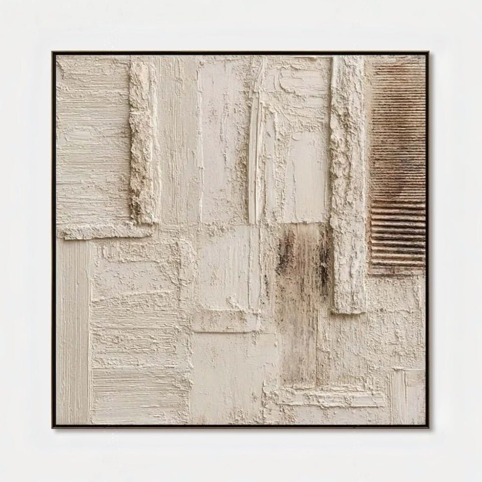 3D Heavy Texture Neutral Abstract Relief Painting EC0101 - Viral Wall Art