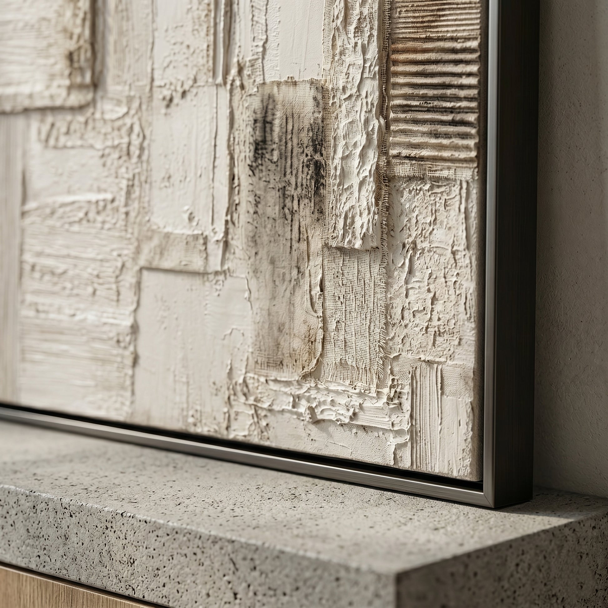 3D Heavy Texture Neutral Abstract Relief Painting EC0101 - Viral Wall Art