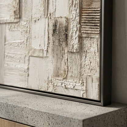 3D Heavy Texture Neutral Abstract Relief Painting EC0101 - Viral Wall Art
