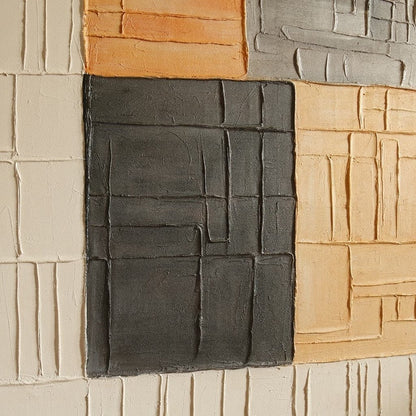 Wabi - Sabi 3D Heavy Texture Neutral Geometric Oil Painting EC0113 - Viral Wall Art
