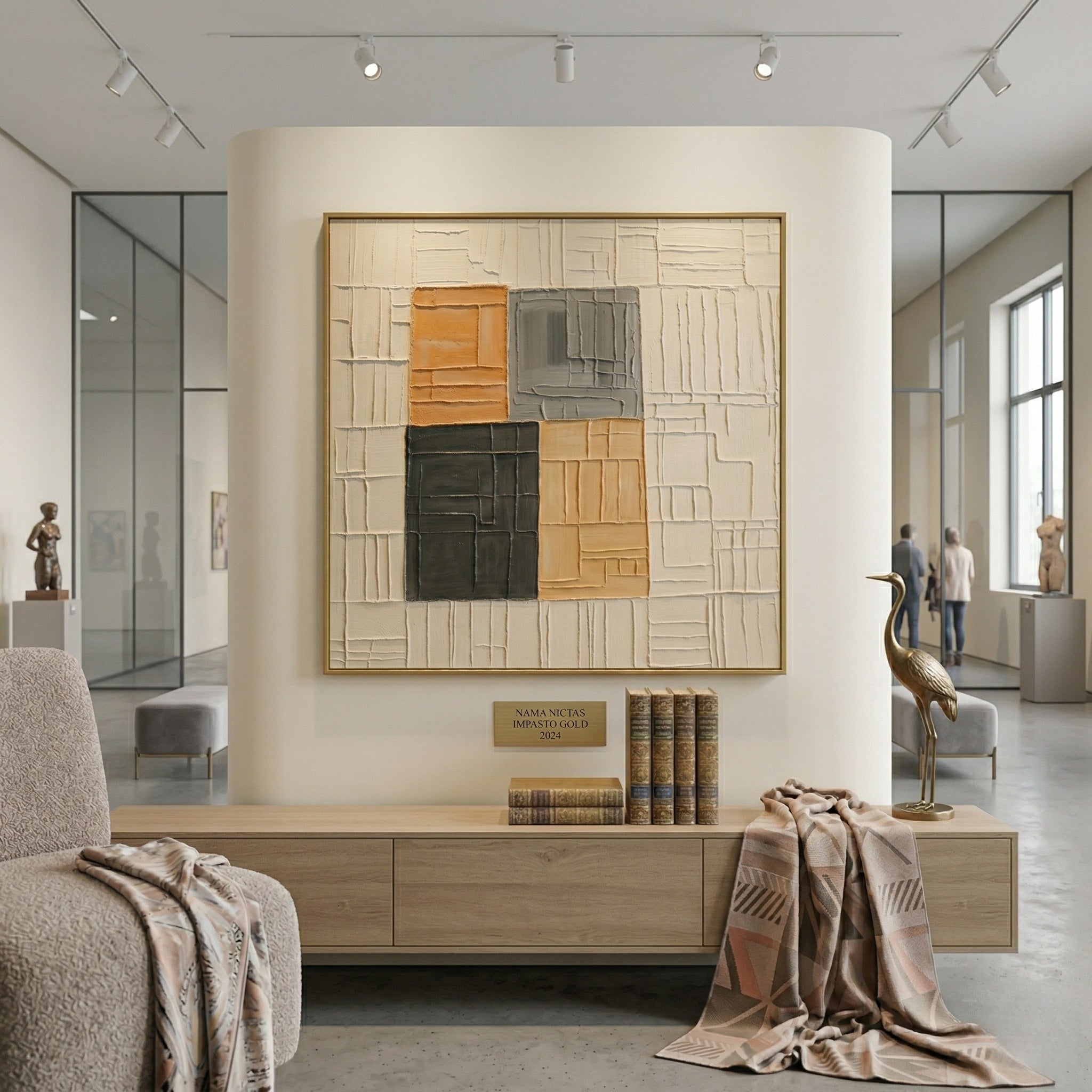 Wabi - Sabi 3D Heavy Texture Neutral Geometric Oil Painting EC0113 - Viral Wall Art