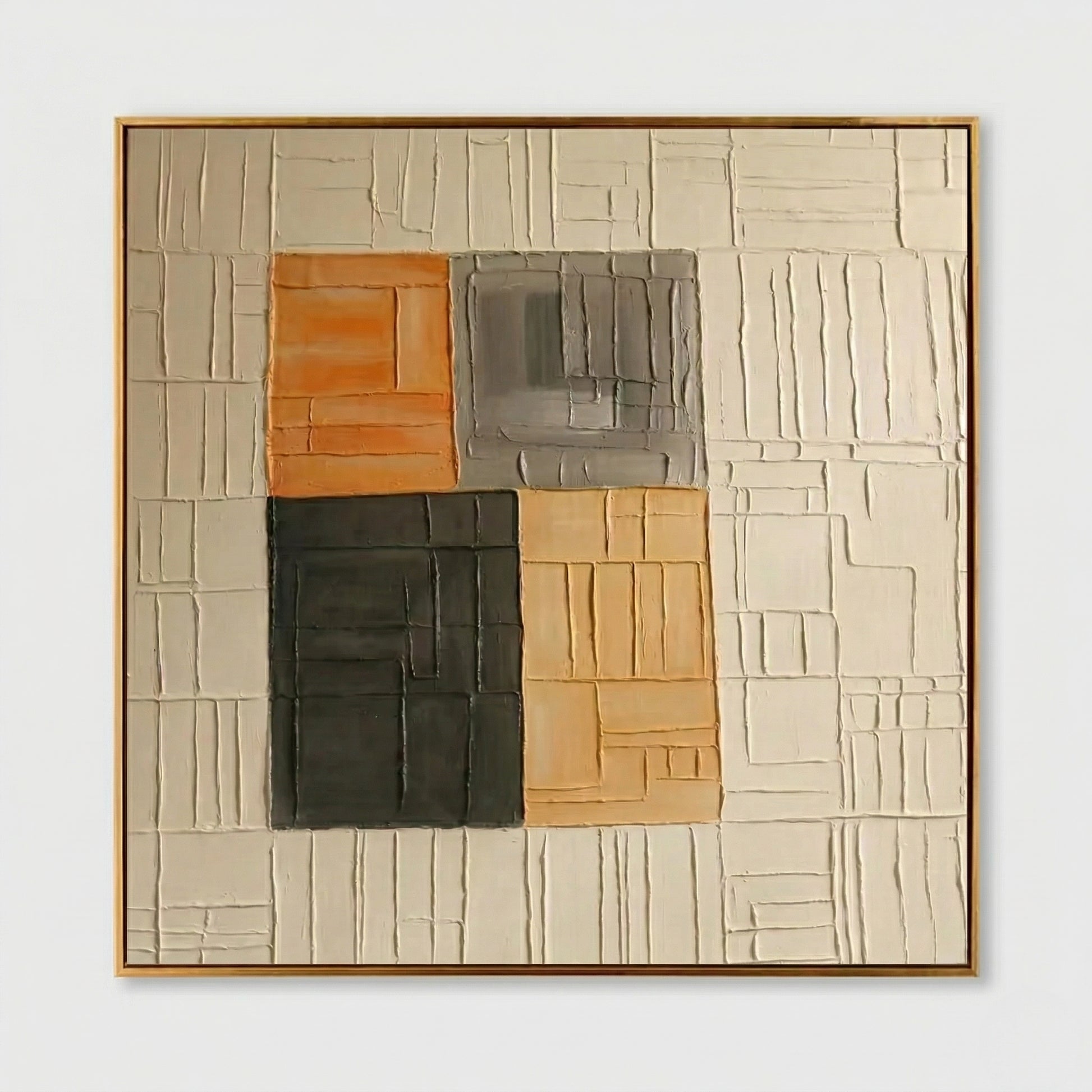 Wabi - Sabi 3D Heavy Texture Neutral Geometric Oil Painting EC0113 - Viral Wall Art