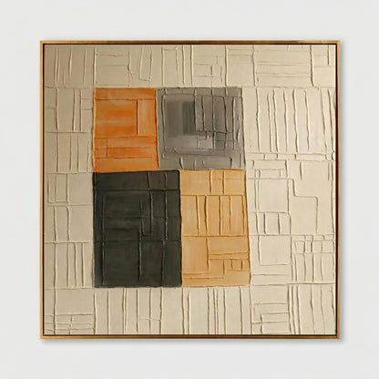Wabi - Sabi 3D Heavy Texture Neutral Geometric Oil Painting EC0113 - Viral Wall Art