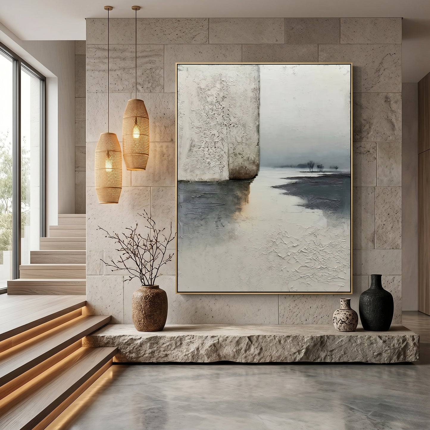 Wabi - Sabi Abstract Landscape Oil Painting EC0131 - Viral Wall Art