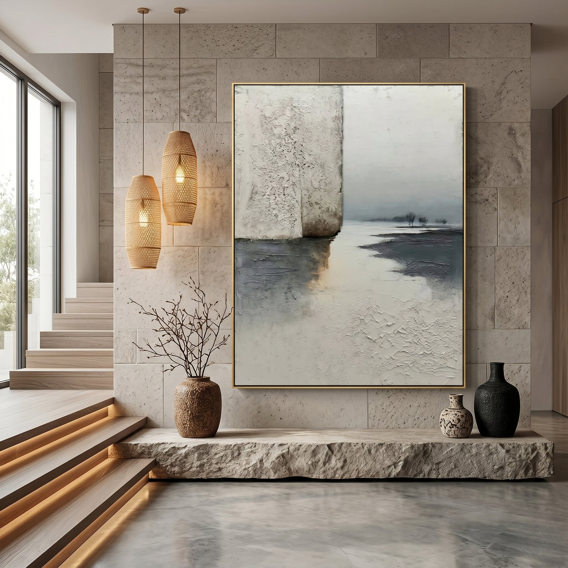 Wabi - Sabi Abstract Landscape Oil Painting EC0131 - Viral Wall Art
