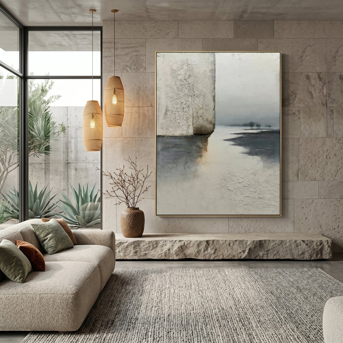 Wabi - Sabi Abstract Landscape Oil Painting EC0131 - Viral Wall Art