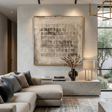 Wabi - Sabi 3D Heavy Texture Geometric Abstract Oil Painting EC0134 - Viral Wall Art