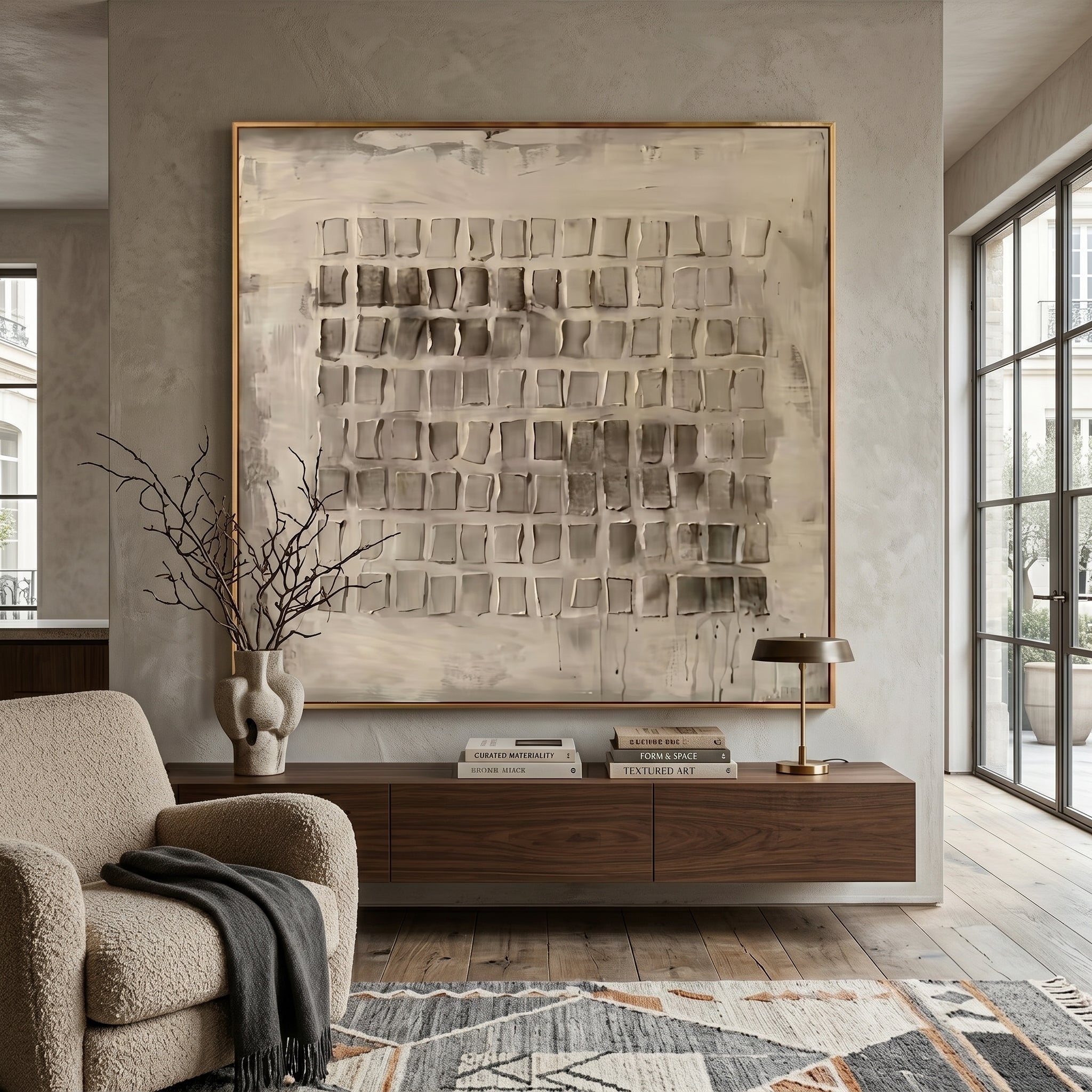 Wabi - Sabi 3D Heavy Texture Geometric Abstract Oil Painting EC0134 - Viral Wall Art