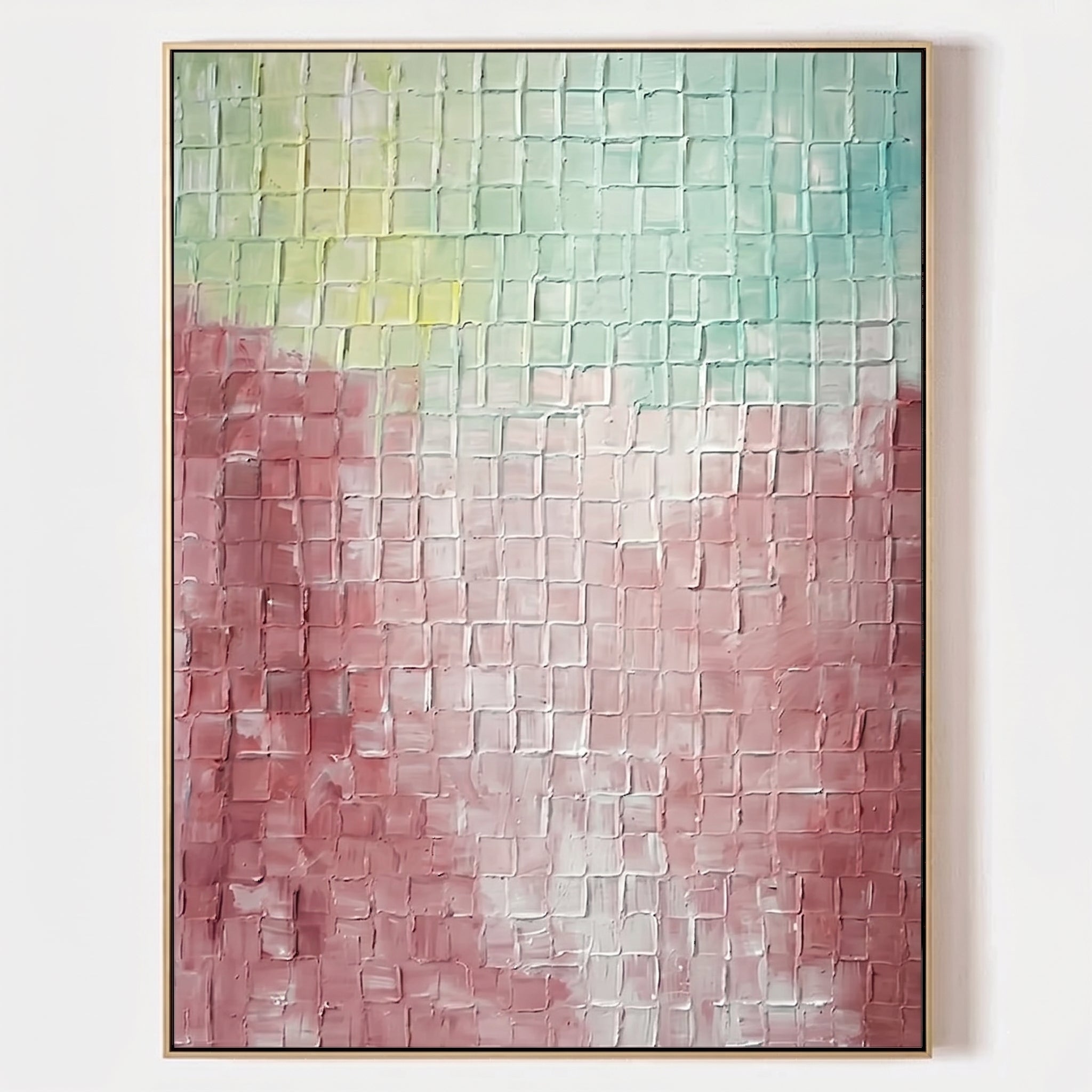 3D Heavy Texture Grid Abstract Oil Painting EC0147 - Viral Wall Art