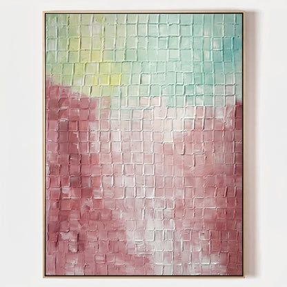3D Heavy Texture Grid Abstract Oil Painting EC0147 - Viral Wall Art