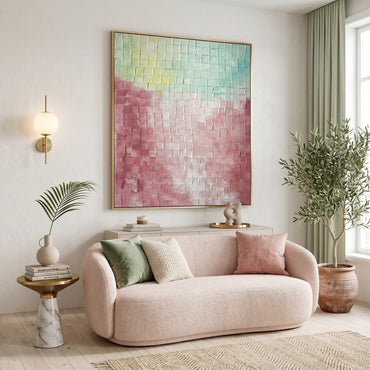 3D Heavy Texture Grid Abstract Oil Painting EC0147 - Viral Wall Art