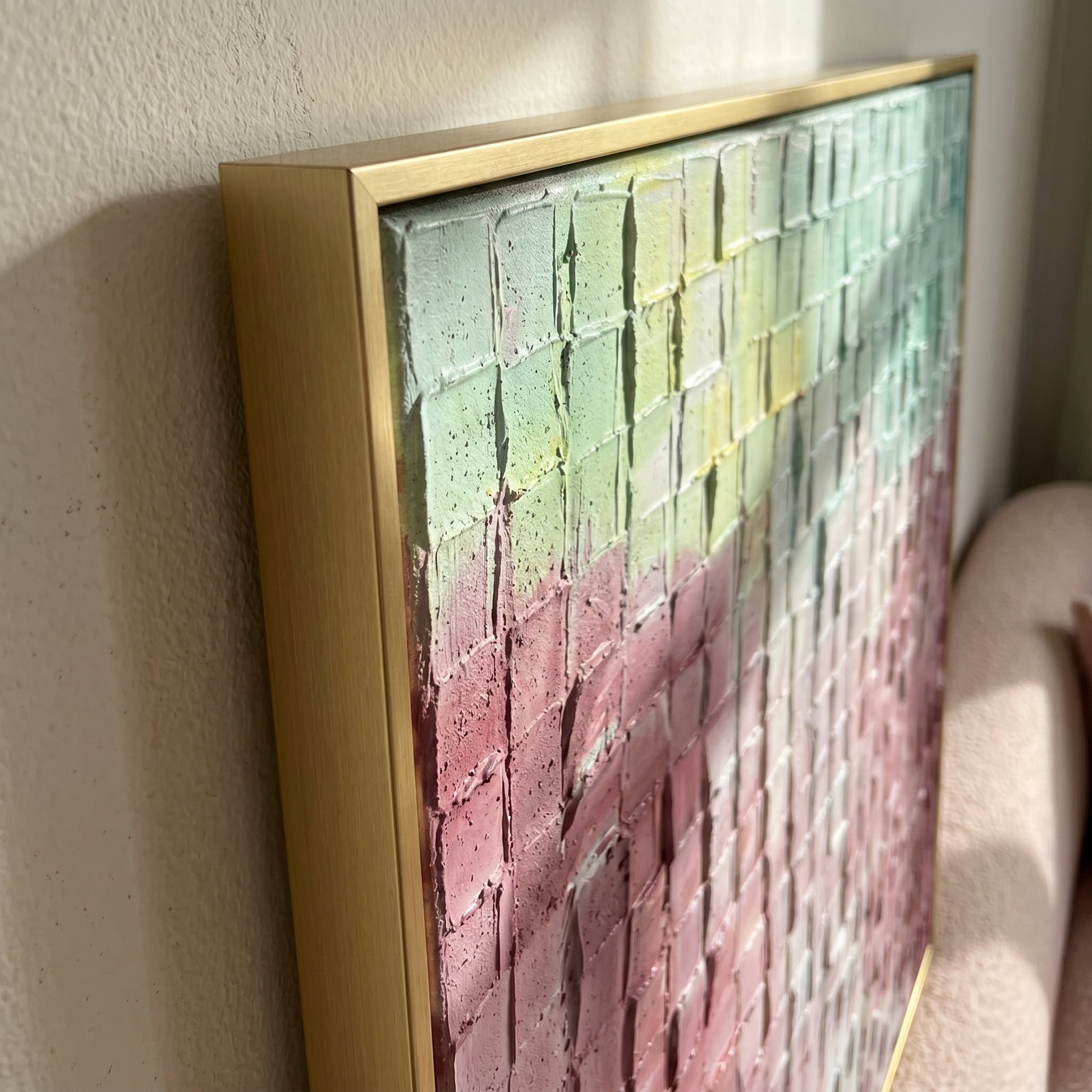 3D Heavy Texture Grid Abstract Oil Painting EC0147 - Viral Wall Art
