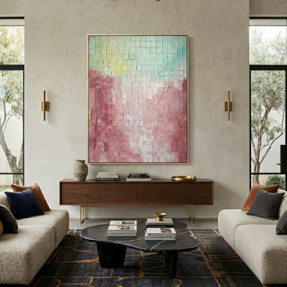 3D Heavy Texture Grid Abstract Oil Painting EC0147 - Viral Wall Art