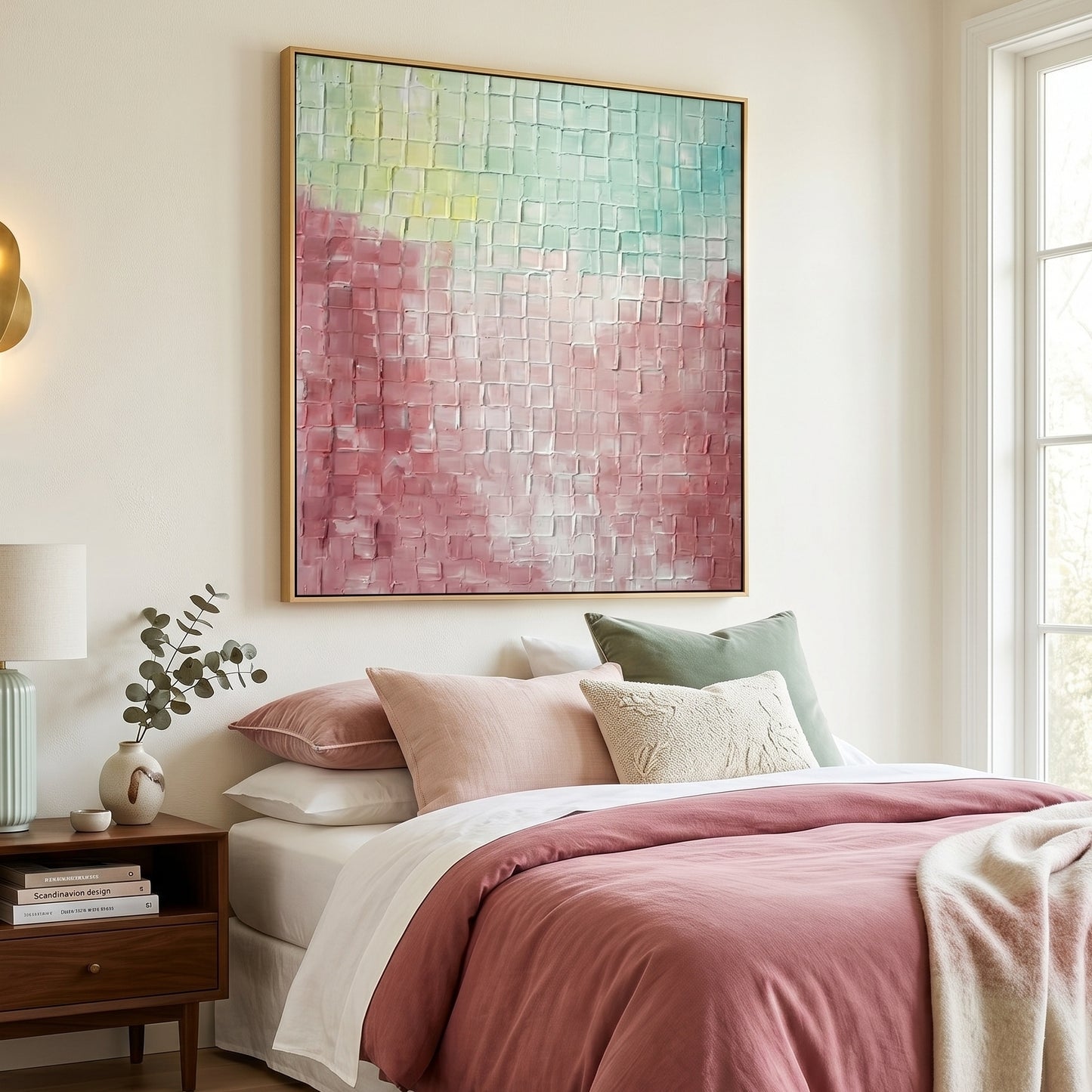 3D Heavy Texture Grid Abstract Oil Painting EC0147 - Viral Wall Art