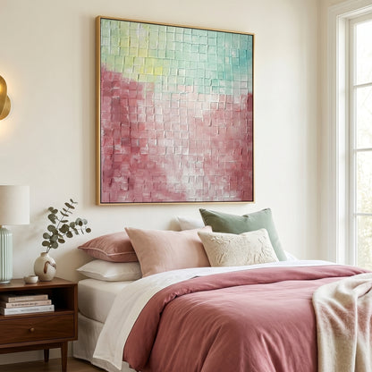 3D Heavy Texture Grid Abstract Oil Painting EC0147 - Viral Wall Art