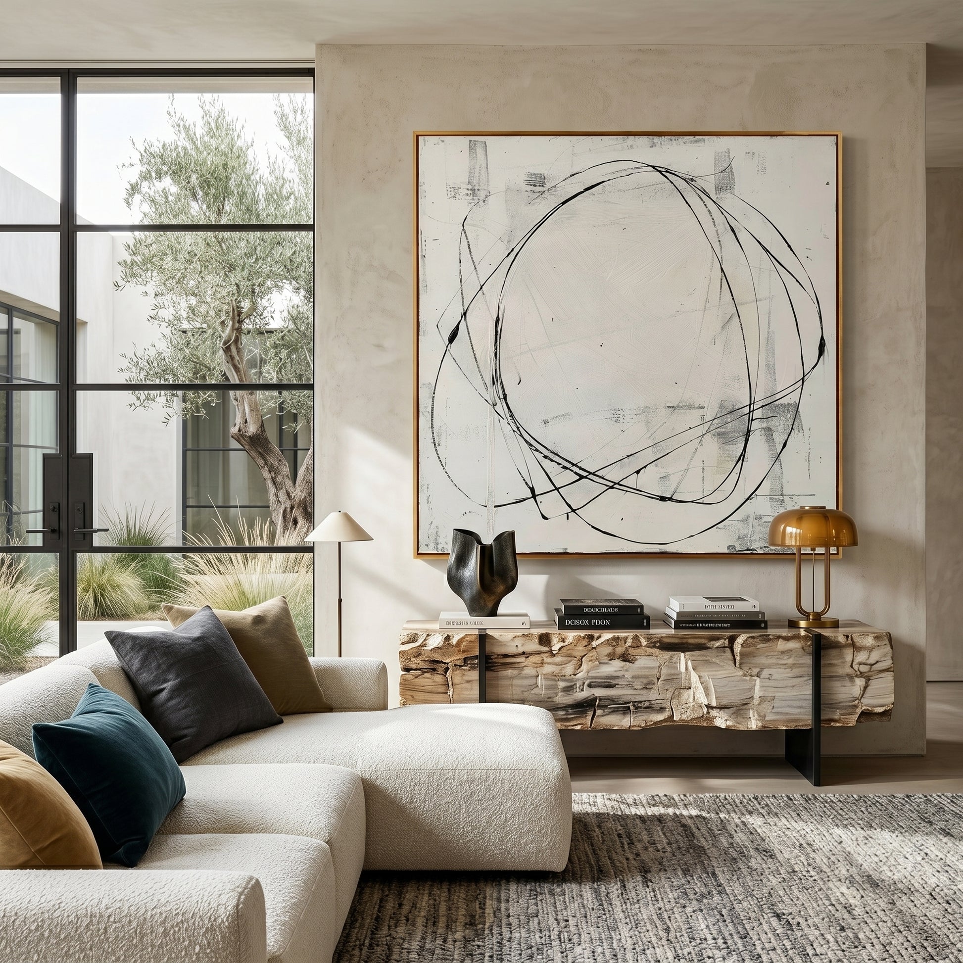 Wabi - Sabi Minimalist Line Abstract Oil Painting JC0135 - Viral Wall Art