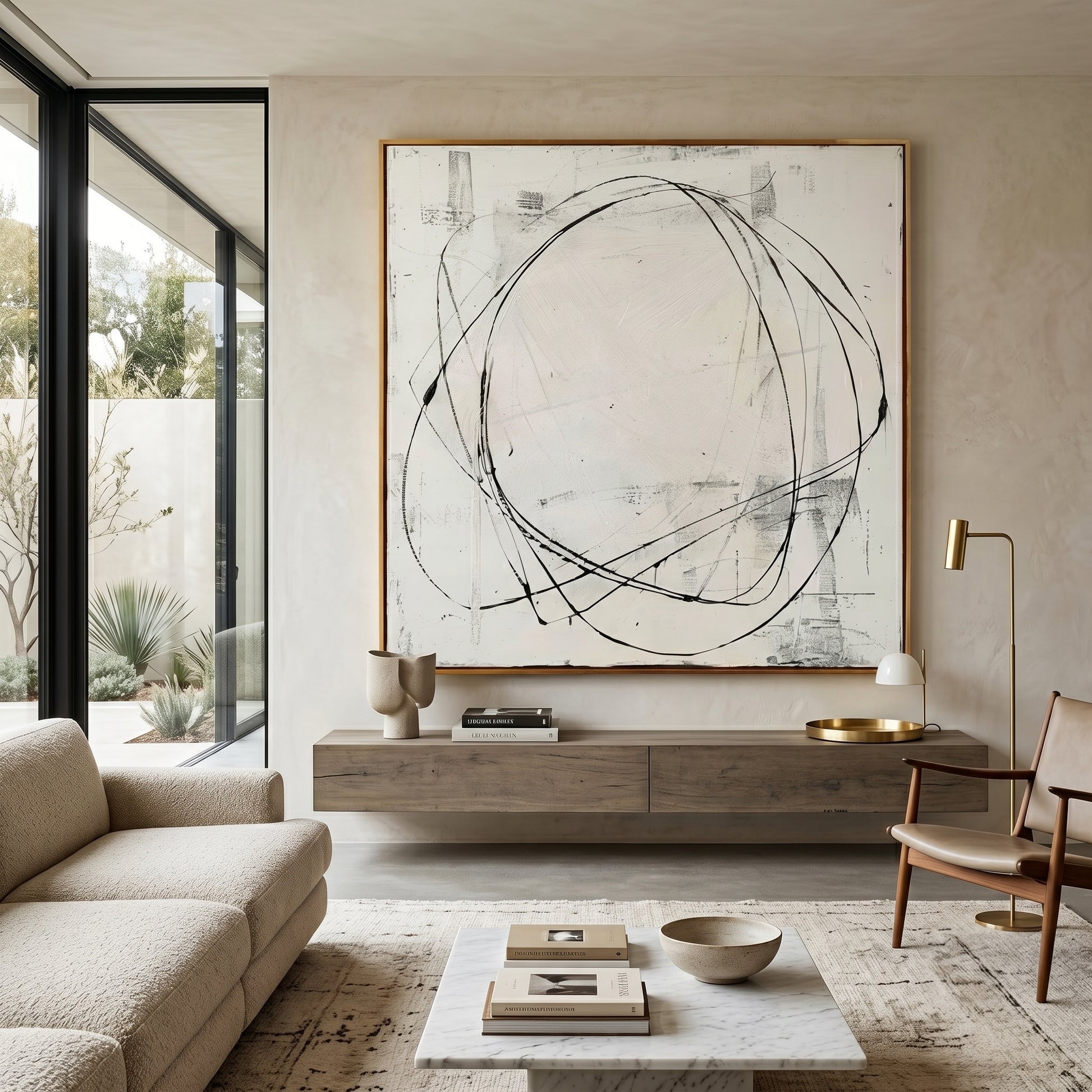Wabi - Sabi Minimalist Line Abstract Oil Painting JC0135 - Viral Wall Art