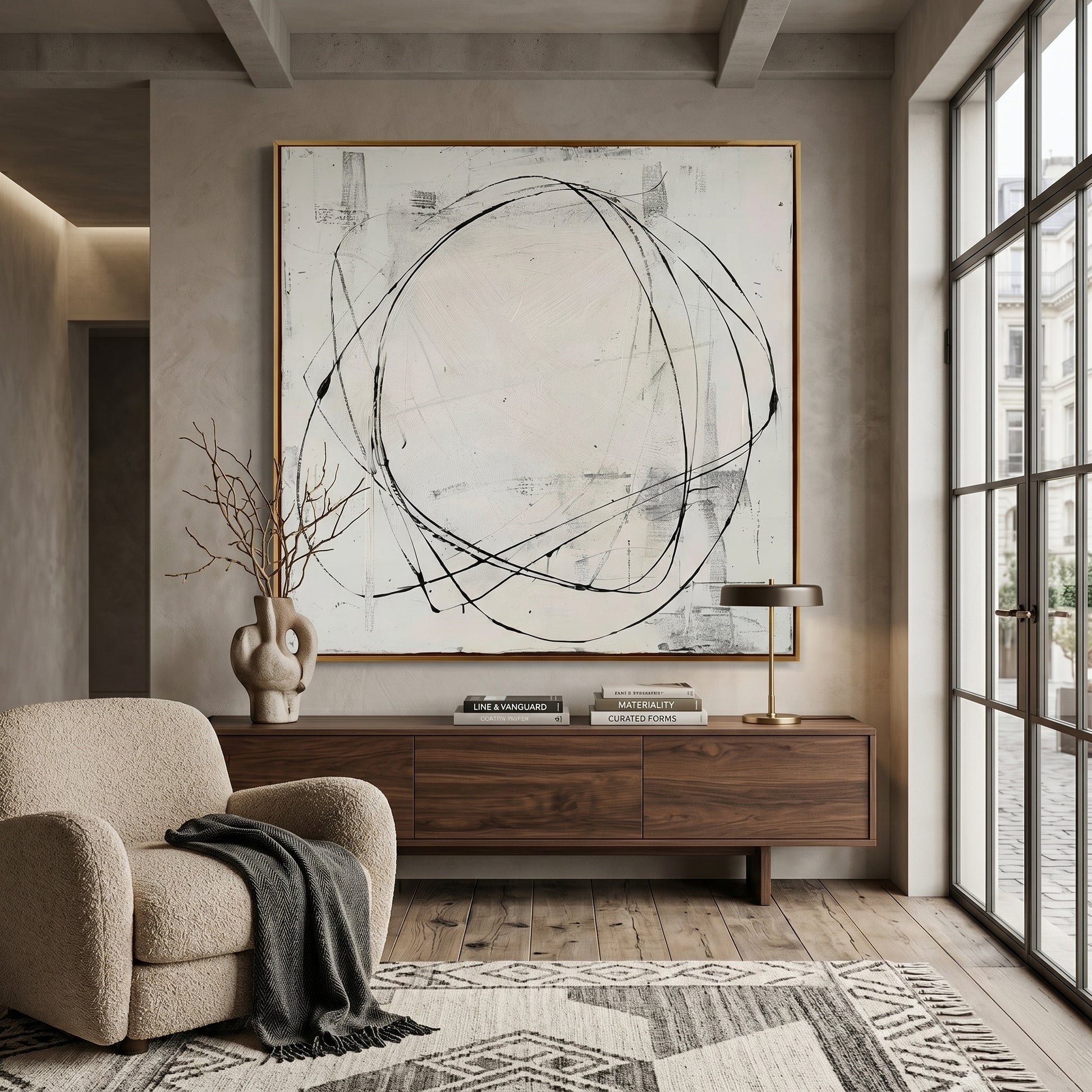 Wabi - Sabi Minimalist Line Abstract Oil Painting JC0135 - Viral Wall Art