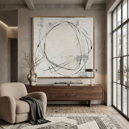 Wabi - Sabi Minimalist Line Abstract Oil Painting JC0135 - Viral Wall Art