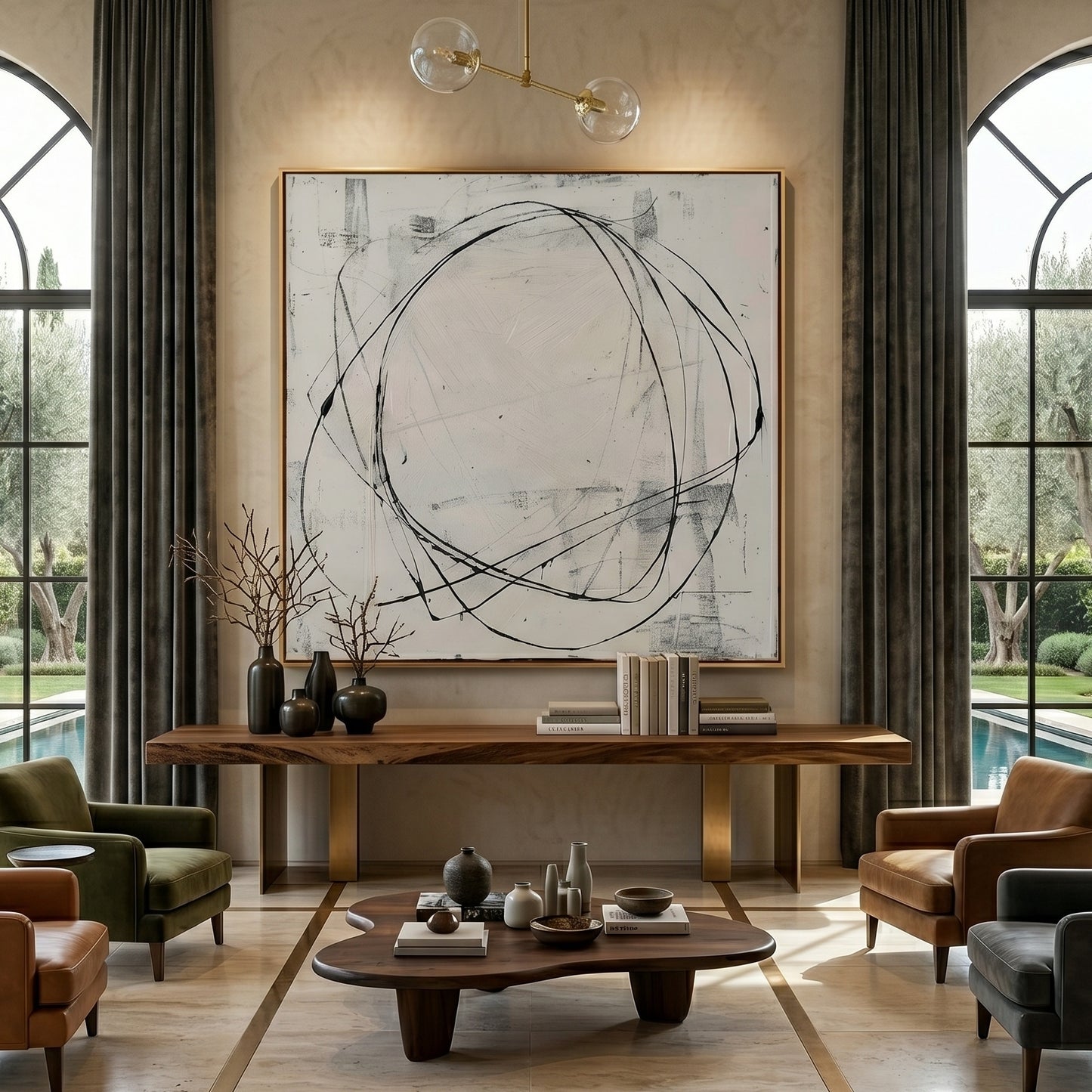 Wabi - Sabi Minimalist Line Abstract Oil Painting JC0135 - Viral Wall Art