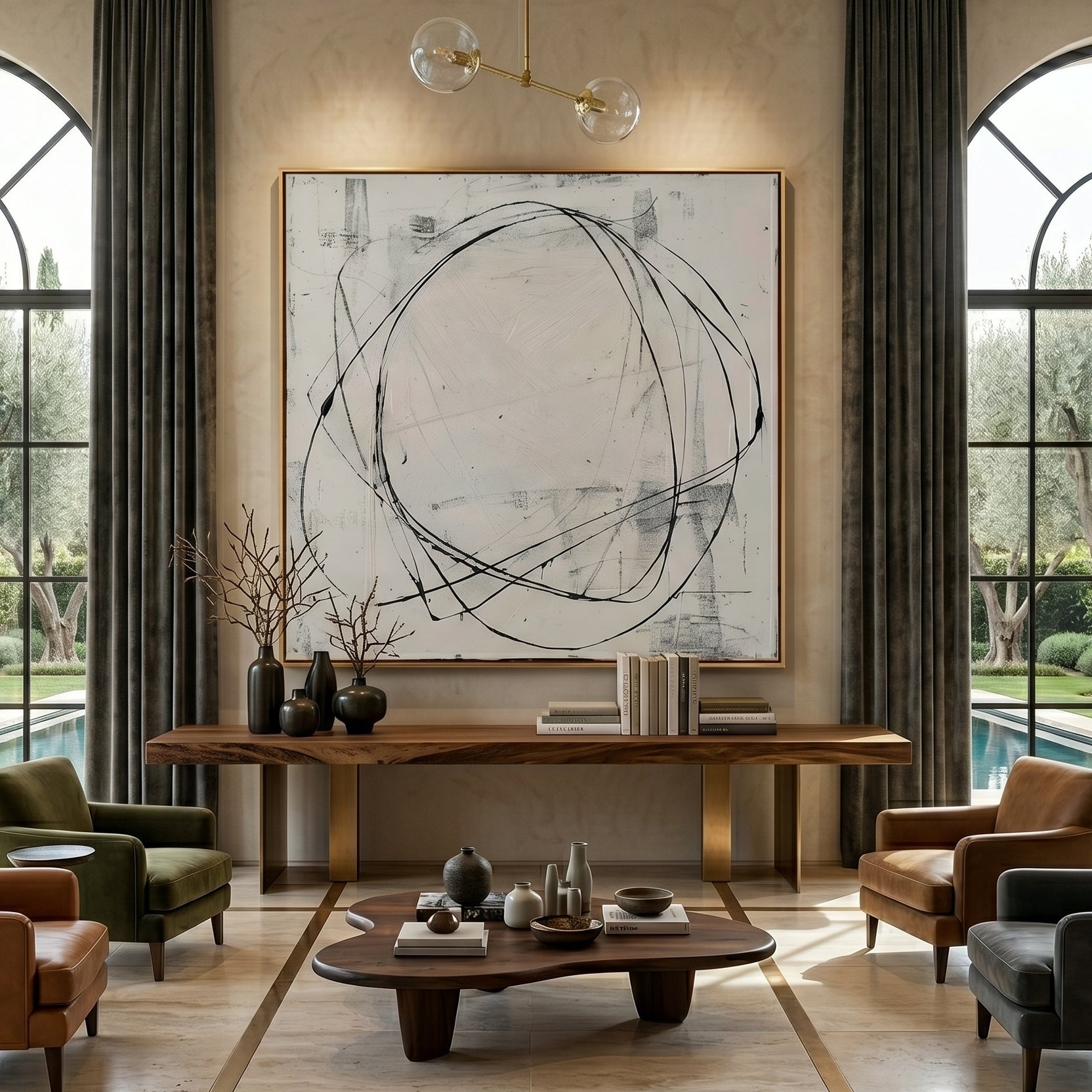 Wabi - Sabi Minimalist Line Abstract Oil Painting JC0135 - Viral Wall Art