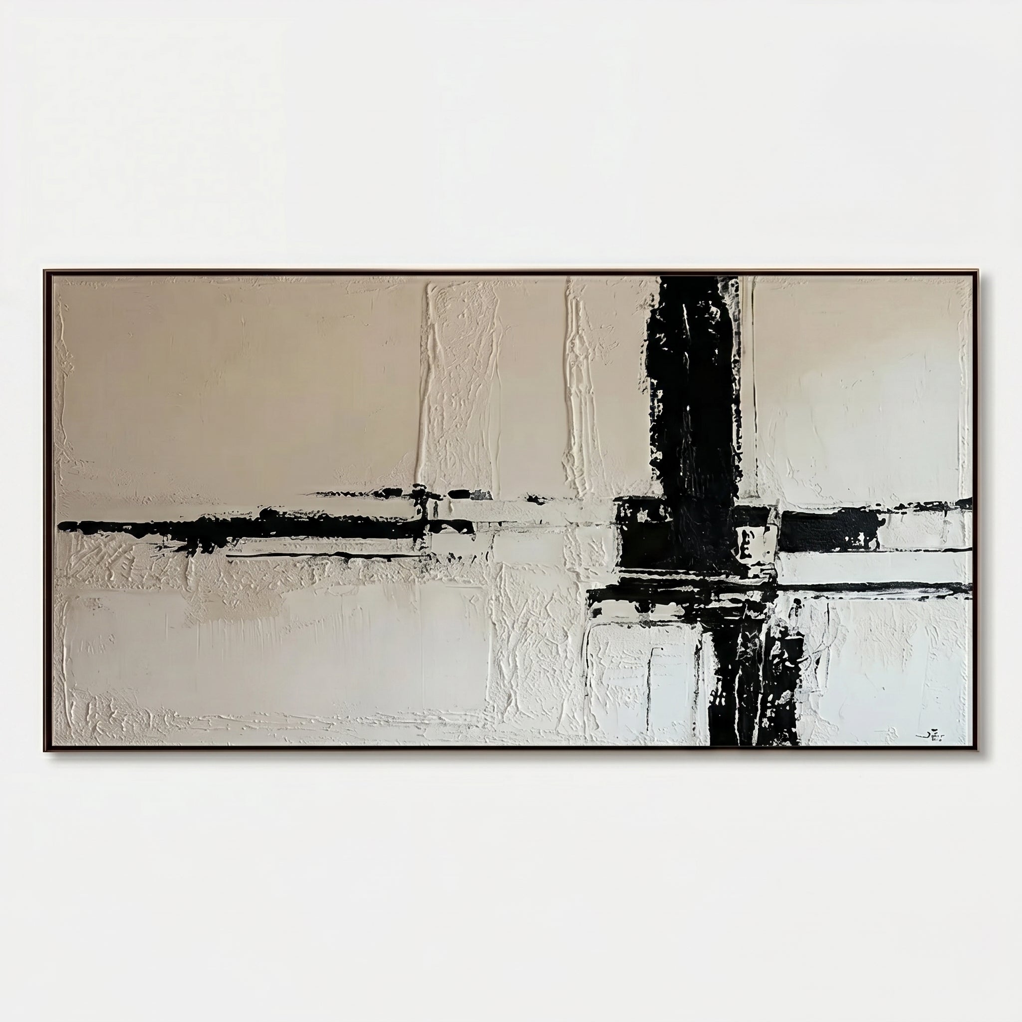 3D Heavy Texture Black & White Panoramic Oil Painting JC0151 - Viral Wall Art