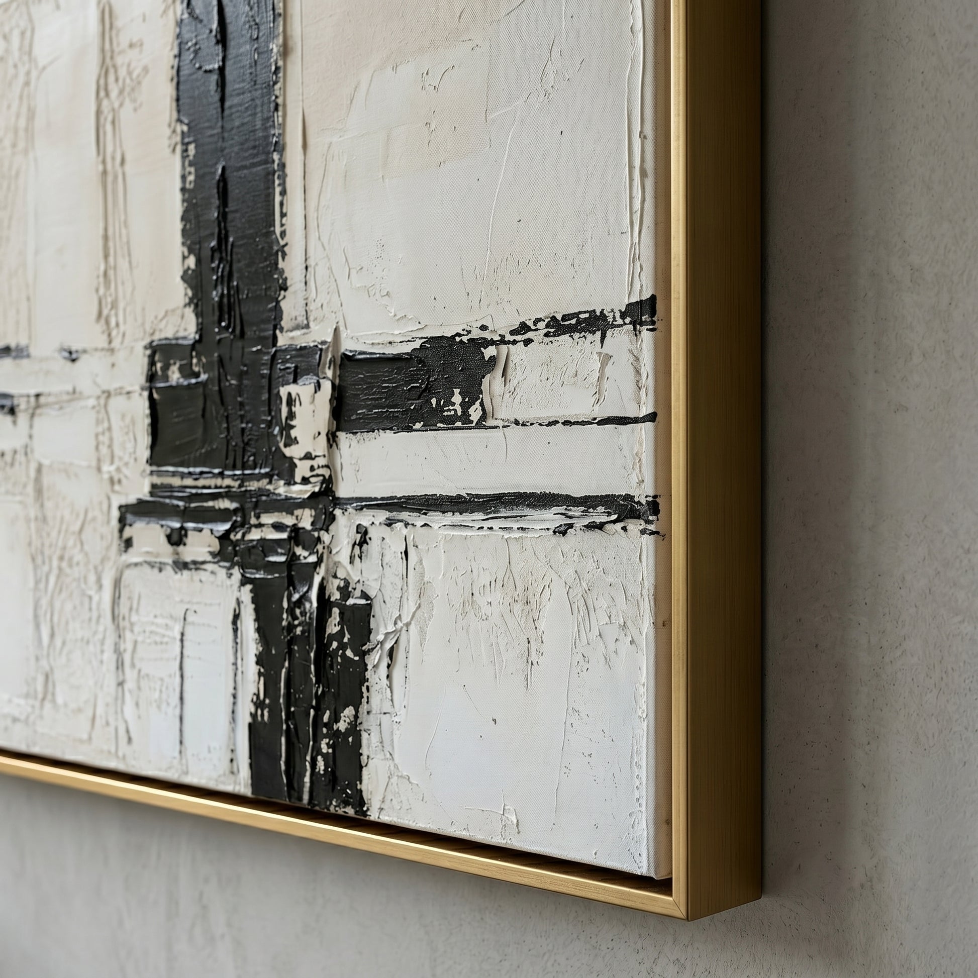 3D Heavy Texture Black & White Panoramic Oil Painting JC0151 - Viral Wall Art