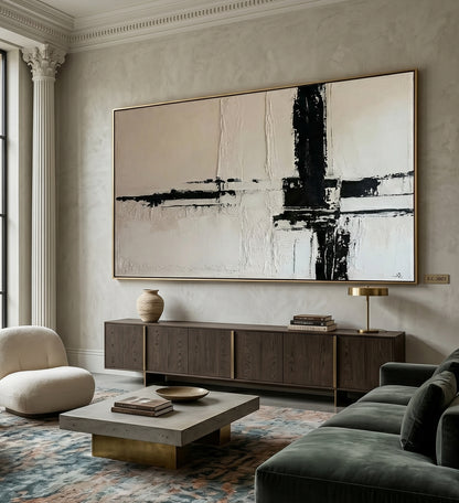 3D Heavy Texture Black & White Panoramic Oil Painting JC0151 - Viral Wall Art