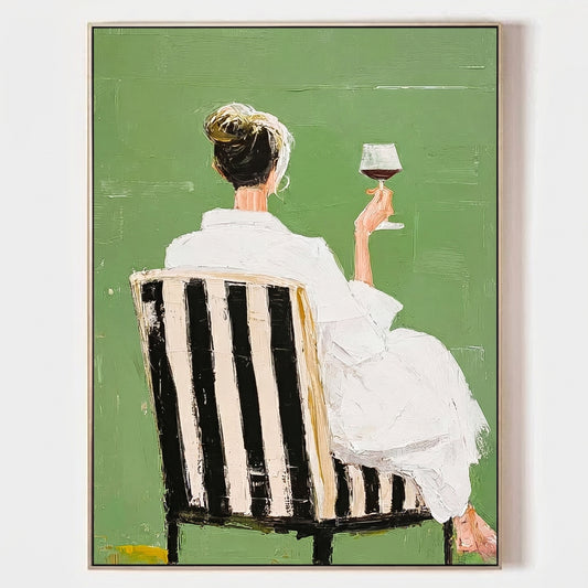 Sage Green & White Fashion Portrait Painting KS0162 - Viral Wall Art