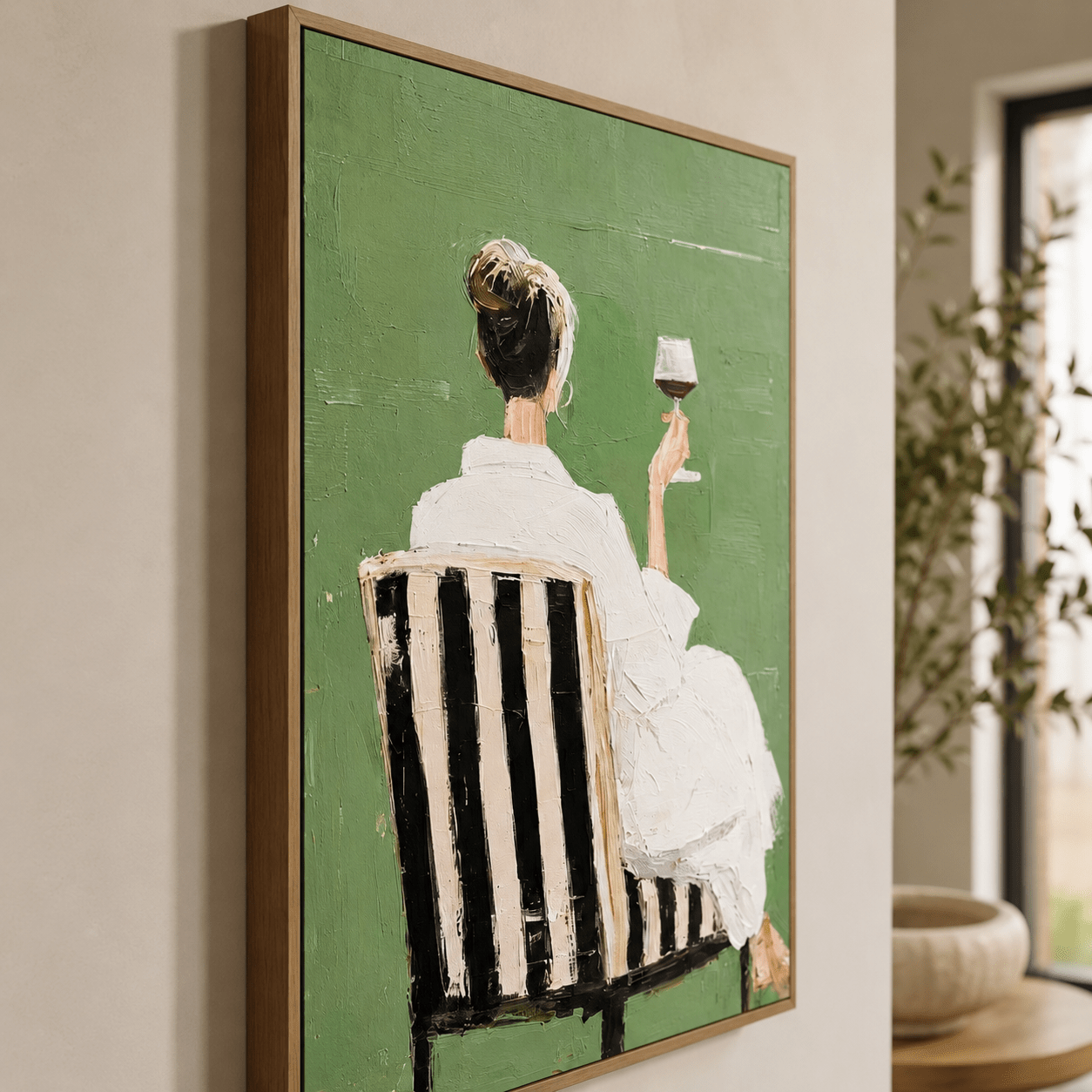 Sage Green & White Fashion Portrait Painting KS0162 - Viral Wall Art