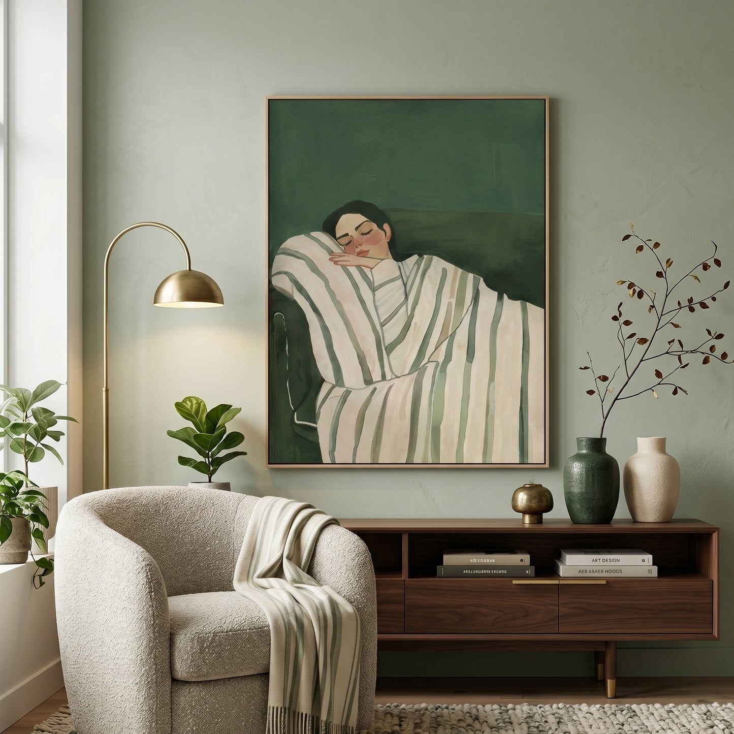 Forest Green Portrait Painting KS0163 - Viral Wall Art