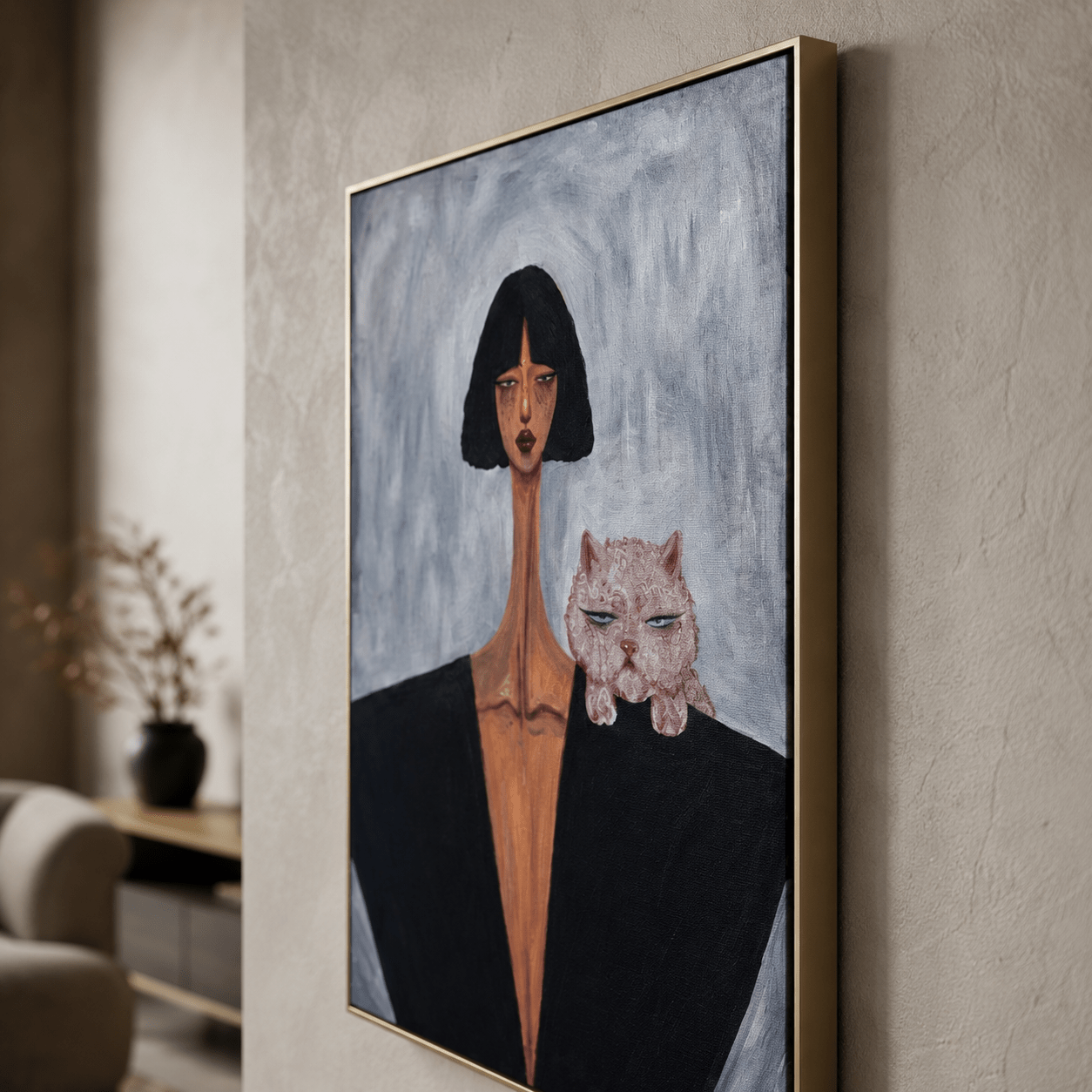 Texture Surrealist Portrait Painting KS0165 - Viral Wall Art