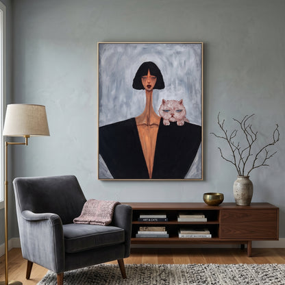 Texture Surrealist Portrait Painting KS0165 - Viral Wall Art