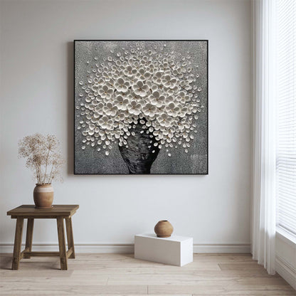 Textured White Floral Wall Art CZ0029 - Viral Wall Art