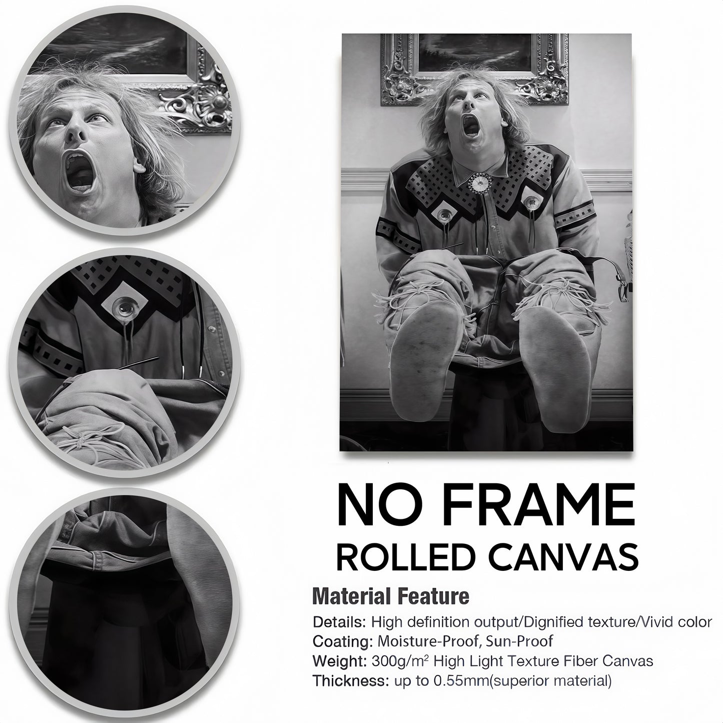 Funny Movie Bathroom Wall Art - "Dumb & Dumber" & "Bridesmaids" Toilet Scenes - Black & White Canvas Print (Restroom Decor)