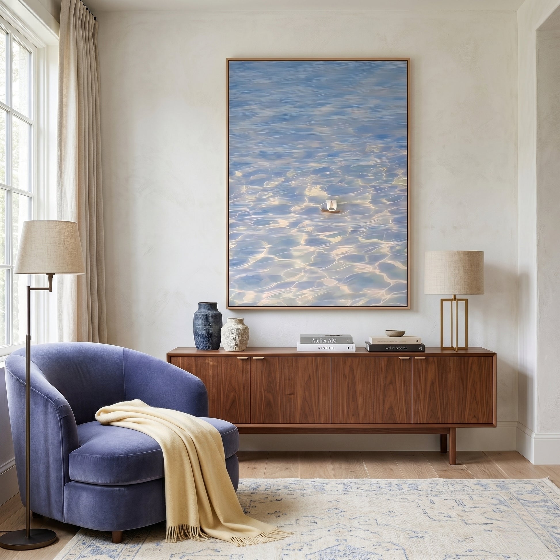 Modern Minimalist Blue Water Ripple Art SQ0175 - Viral Wall Art