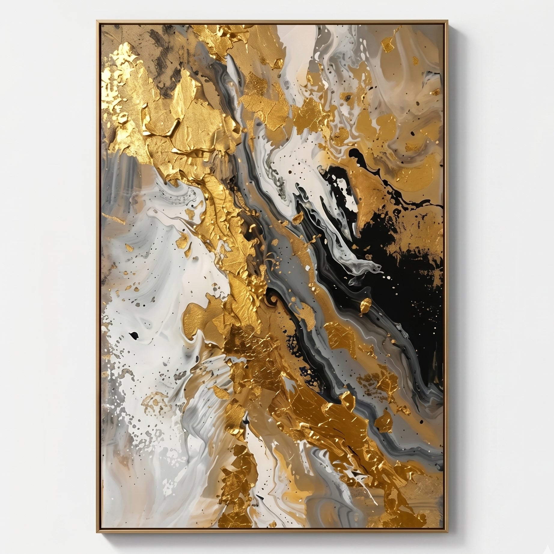 3D Heavy Texture Gold Leaf Oil Painting SR0156 - Viral Wall Art