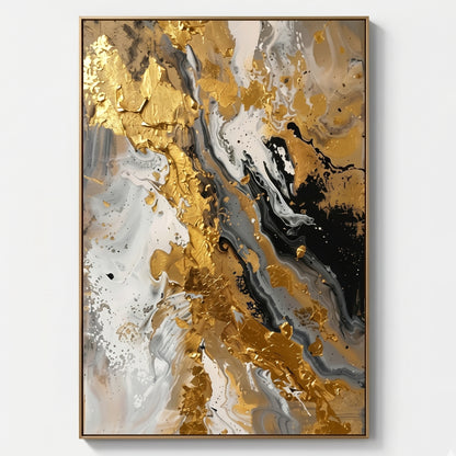 3D Heavy Texture Gold Leaf Oil Painting SR0156 - Viral Wall Art