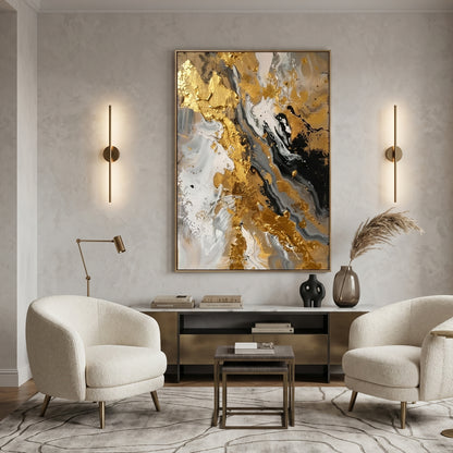 3D Heavy Texture Gold Leaf Oil Painting SR0156 - Viral Wall Art