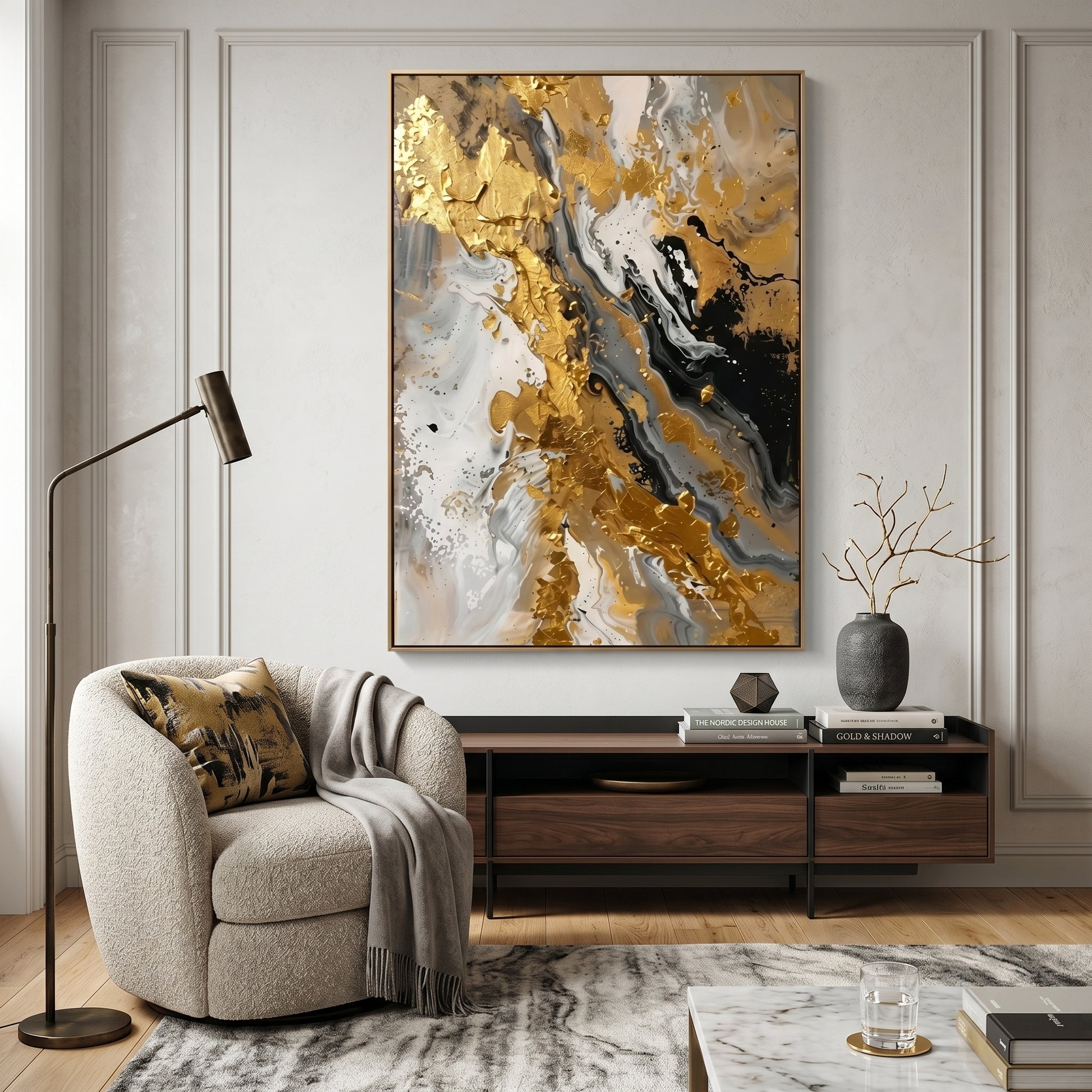 3D Heavy Texture Gold Leaf Oil Painting SR0156 - Viral Wall Art
